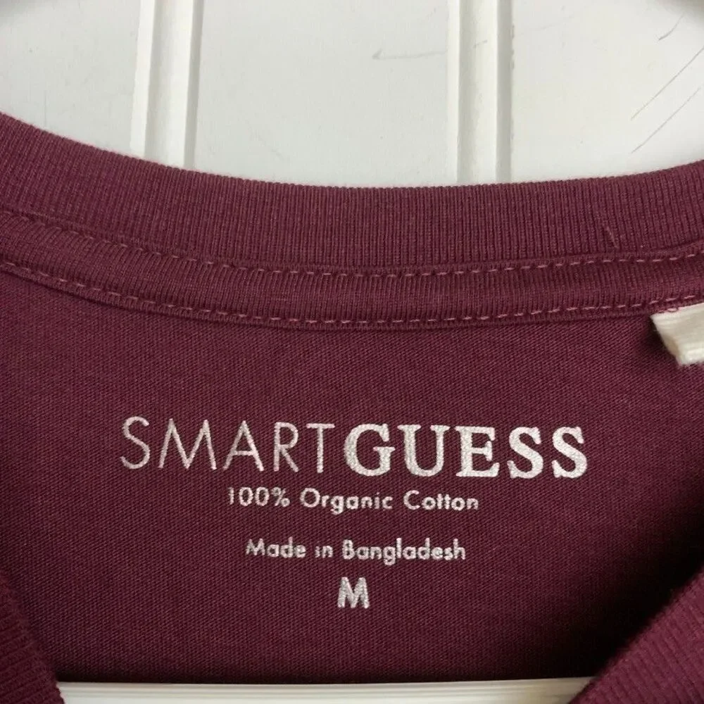 Guess Men Short Sleeve T-Shirt Gold Burgundy Crewneck Logo Triangle Size M - Picture 2 of 7